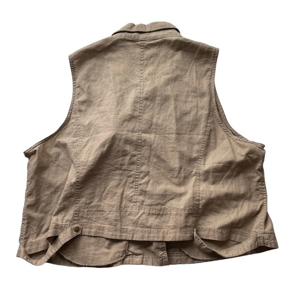 Maurices Asymmetrical Zip Vest Tan Brown Khaki Plus Size 3XL Safari Linen NWT - Picture 7 of 16